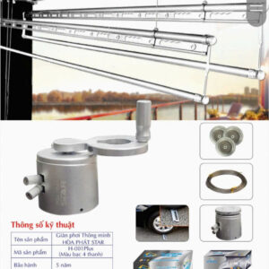 mẫu giàn phơi hòa phát (12) H001 PLUS MÀU BẠC 4 THANH
