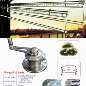 mẫu giàn phơi hòa phát (14) kS980 plus rêu cổ 4 thanh