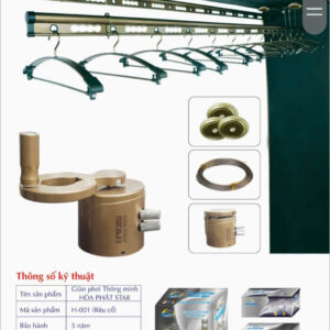 mẫu giàn phơi hòa phát (15) H001 RÊU CỔ 2 THANH
