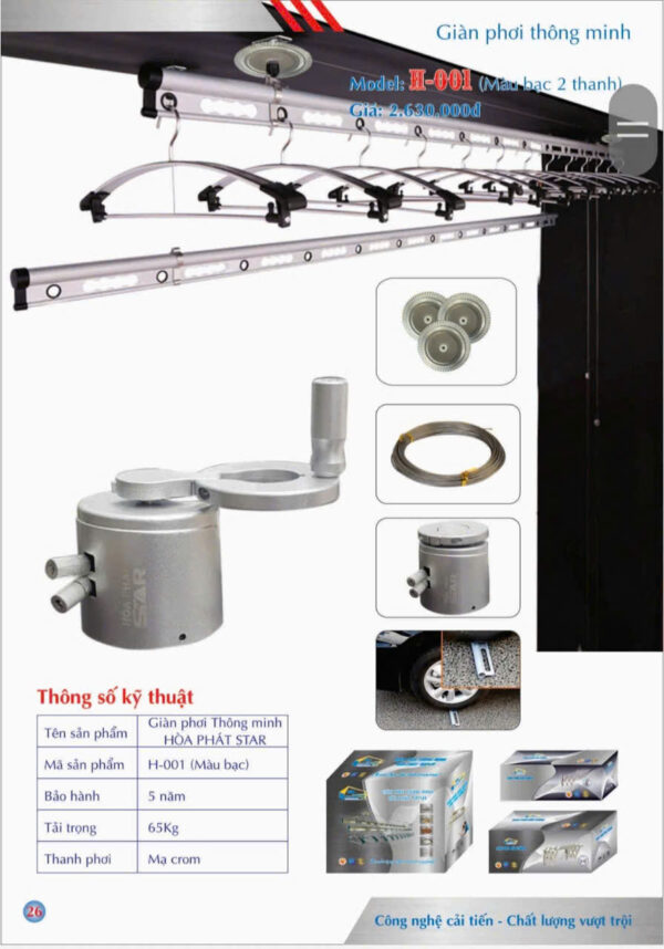 mẫu giàn phơi hòa phát (16) H001 BẠC 2 THANH