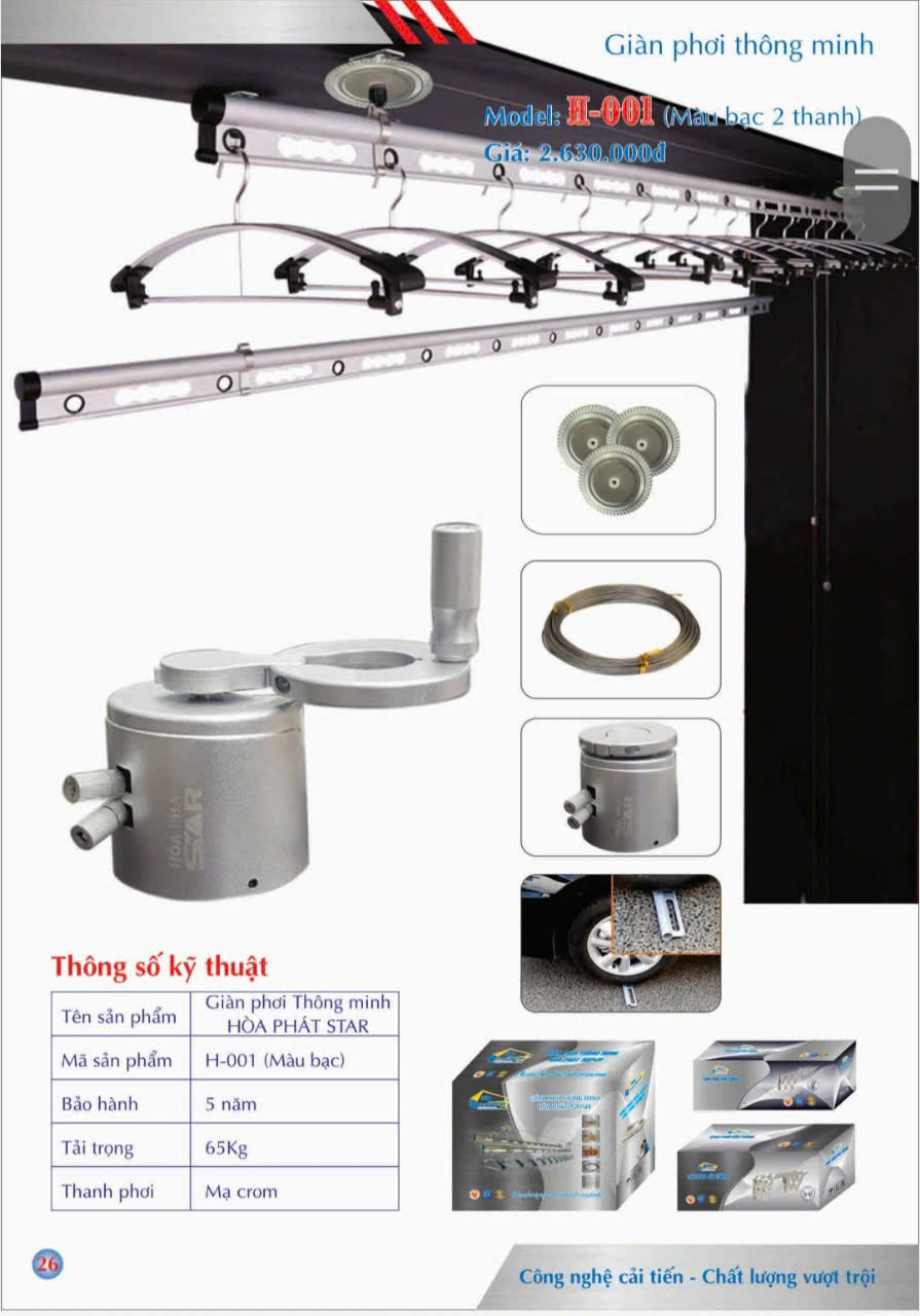 mẫu giàn phơi hòa phát (16) H001 BẠC 2 THANH
