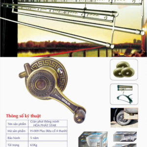 mẫu giàn phơi hòa phát (6) H009 PLUS RÊU CỔ 4 THANH