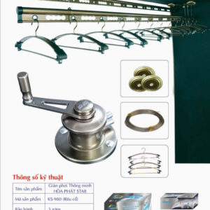 mẫu giàn phơi hòa phát (8) KS980 RÊU CỔ 2 THANH